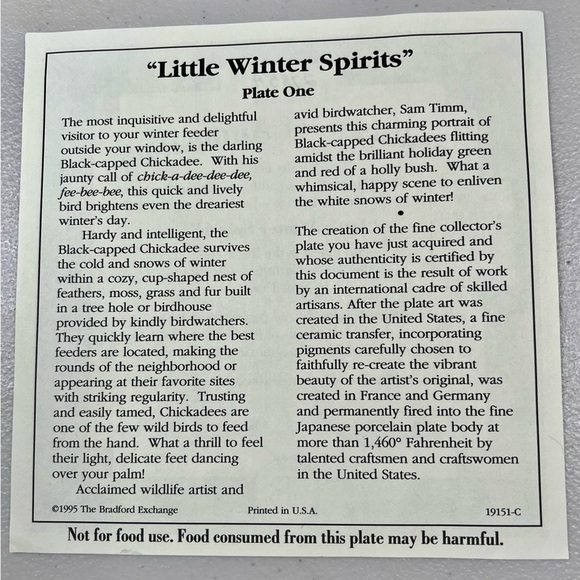 8 inch Bradford Exchange plate “Little Winter Spirits” - Picture 6 of 7